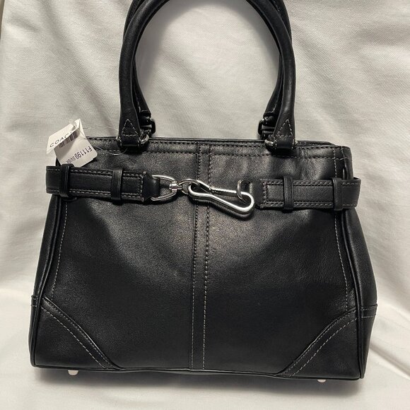 Coach Hampton Carryall Bag Double Handle Black Silver F11199 New with Tags - Picture 1 of 7